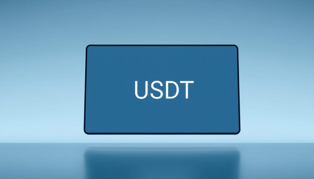 A clean, minimalist digital display showing the real-time exchange rate between the US dollar and USDT cryptocurrency. The display has a sleek, modern design with a clear, readable font and a prominent, centered USDT exchange rate value. The background is a soft, muted gradient in shades of blue and gray, creating a sense of technological sophistication. The lighting is even and diffused, creating a sense of clarity and professionalism. The camera angle is slightly elevated, giving the viewer a sense of authority and trust in the information presented. The overall mood is one of precision, transparency, and financial reliability.